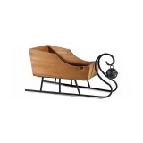 Sanie decorativa Craciun lemn maro fier negru 48 x 19,5 x 23 H