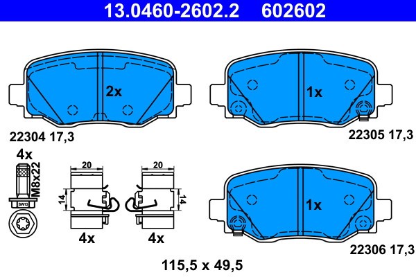 ATE 13.0460-2602.2 set placute frana,frana disc