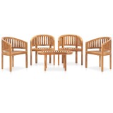 Set mobilier grădină tip banană, 5 piese, lemn masiv de tec