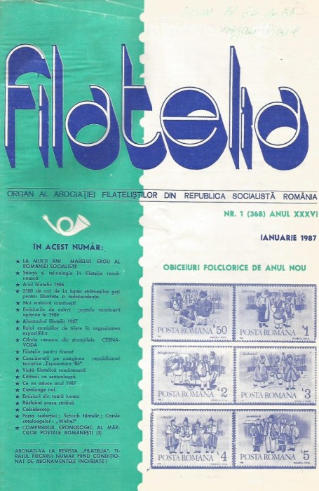 revista-FILATELIA din 1987 nr1,3,4,5,6,7,8,11.12