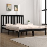 Cumpara ieftin Cadru de pat, negru, 200x200 cm, lemn masiv de pin