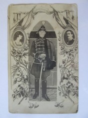 Foto ofiter sarb/fundal familia regala Iugos.:regele Alexandru/regina Maria 1931 foto