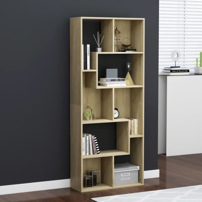 Gossi biblioteca, stejar sonoma, 67 x 24 x 161 cm, lemn prelucrat