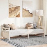 VidaXL Pat de zi cu saltea, alb, 90x200 cm, lemn masiv pin