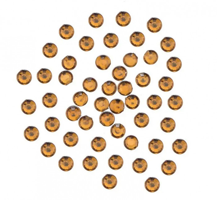 Decorațiuni unghii, negru-auriu, 2 mm - strasuri rotunde &icirc;n săculeț, 90 buc