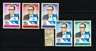 Nicaragua, 1975 | Personalităţi - Preşedintele Somoza D. | Completă - MNH | aph foto