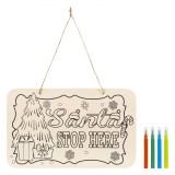 Tablă Lemn Crăciun Decorativă cu 4 Carioci, Multicolor, 23x14.5cm, Ornament Perete, DIY