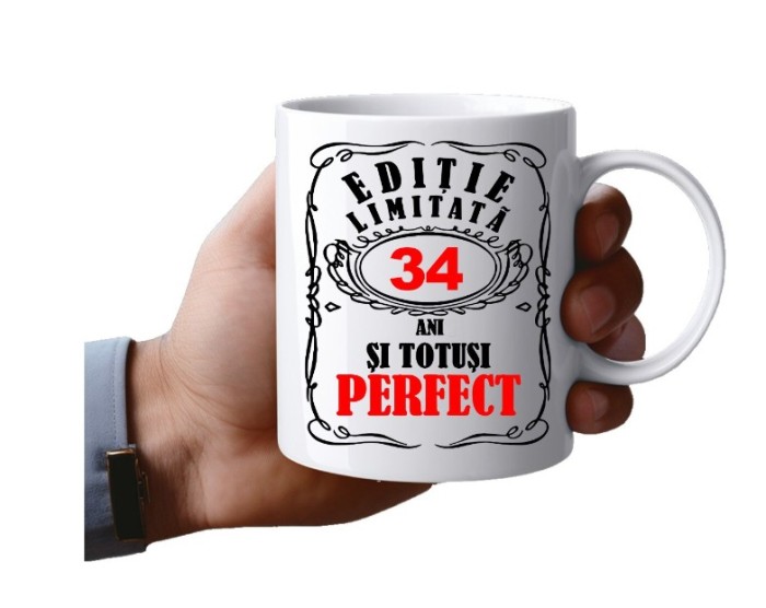 Cana alba personalizata, Editie limitata 34 ani, INOVATIX&reg;. 330 ml