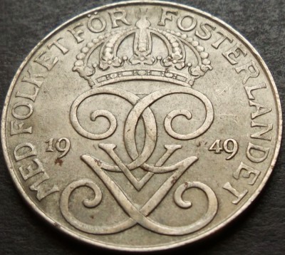 Moneda istorica 5 ORE - SUEDIA, anul 1949 * cod 3027 = excelenta foto