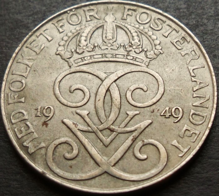 Moneda istorica 5 ORE - SUEDIA, anul 1949 * cod 3027 = excelenta