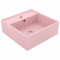 Chiuvetă lux cu preaplin, roz mat, 41x41 cm, ceramică, pătrat