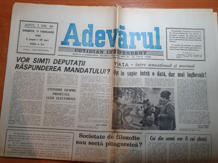 ziarul adevarul 17 februarie 1990-2 luni de la revolutia timisoarei