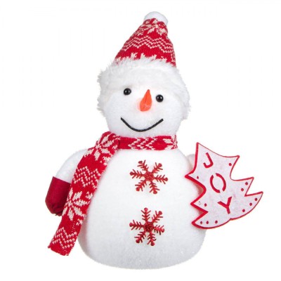 Figurina Decorativă de Crăciun, Om de Zăpadă, Spumă, Alb, 20x23 cm, Fulgi și Glitter foto