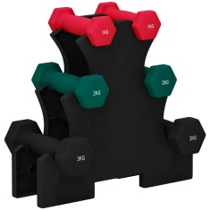 SPORTNOW Set de haltere hexagonale cu suport de haltere, pentru fitness, 2 x 1kg, 2 x 2kg, 2 x 3kg | Aosom Romania