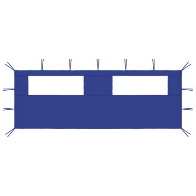 Perete lateral foișor cu ferestre, 6x2 m, albastru foto