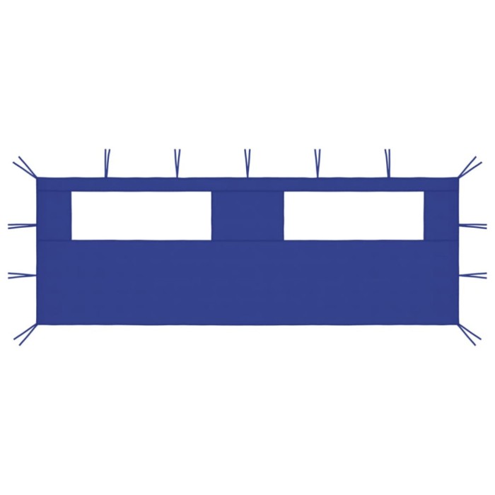 Perete lateral foișor cu ferestre, 6x2 m, albastru