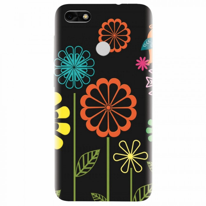 Husa silicon pentru Huawei Y6 Pro 2017, Colorful Spring Birds Flowers Vectors