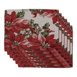 Cumpara ieftin Set 6 suporturi farfurii Craciun Craciunite poliester multicolor II (6) 33x45 cm