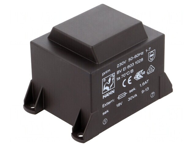 Transformator &icirc;ncapsulat 30VA 230VAC 18V 1667mA PCB
