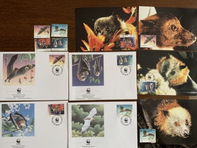samoa - lilieci - serie 4 timbre MNH, 4 FDC, 4 maxime, fauna wwf foto