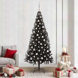 vidaXL Brad de Crăciun cu 300 LED cu suport Negru 210 cm PVC 3396489