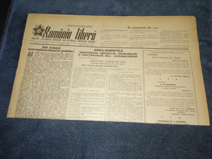 ZIARUL ROMANIA LIBERA 28 AUGUST 1951
