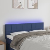Cumpara ieftin Tăblie de pat cu LED, albastru, 144x5x78/88 cm, textil