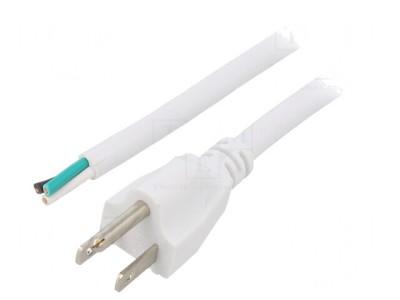 Cablu NEMA 5-15 3x16AWG PVC Alb 1m 13A 125V foto