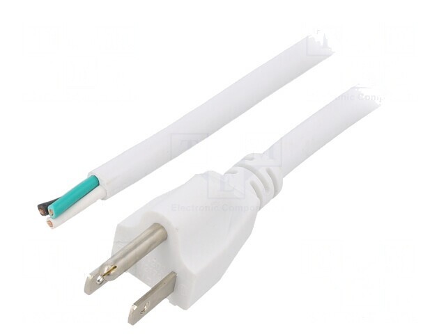 Cablu NEMA 5-15 3x16AWG PVC Alb 1m 13A 125V