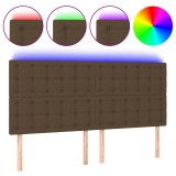 Cumpara ieftin Tablie de pat cu LED, maro inchis, 160x5x118/128 cm, textil