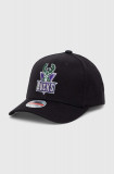 Mitchell&amp;Ness șapcă din amestec de l&acirc;nă NBA MILWAUKEE BUCKS culoarea negru, cu imprimeu