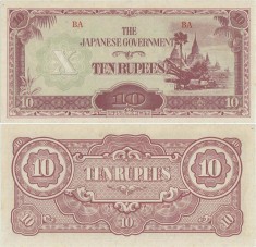 1942 , 10 rupees ( P-16b ) - Birmania - stare UNC foto
