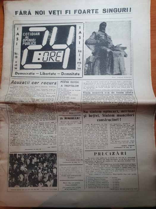 ziarul 24 ore din 6 februarie 1990-ziar din iasi