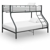 VidaXL Cadru de pat supraetajat, negru, 140 x 200/90 x 200 cm, metal