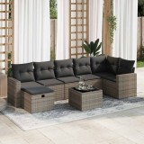 vidaXL Set canapele de grădină cu perne, 8 piese, gri, poliratan 3325416