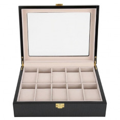 Cutie caseta din lemn pentru depozitare si organizare 10 ceasuri, model Pufo Luxury foto