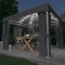 vidaXL Pavilion cu perdele &amp; șiruri lumini LED, antracit, 3x3 m