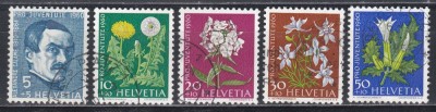 Elvetia 1960 - Pro Juventute - 150 de ani de la nașterea lui Alexandre Calame - Flori de luncă și grădină, Cota CTO 8.75 Euro, Stampilat foto