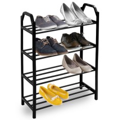 Raft incaltaminte, 4 niveluri, 8 perechi pantofi, otel si plastic, 64x50x18,5 cm