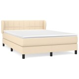 Cumpara ieftin Pat box spring cu saltea, crem, 140x200 cm, textil
