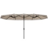 Outsunny Umbrelă de Grădină cu Două Fețe și M&acirc;ner cu Manivelă Ușor de Utilizat, 450x265x260 cm, Alb Crem | Aosom Romania