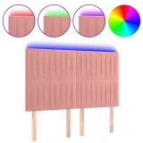 Cumpara ieftin Tablie de pat cu LED, roz, 144x5x118/128 cm, catifea