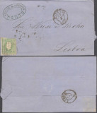 Portugal 1873 Postal History Rare Cover + Content 50 R Porto to Lisboa DB.557