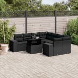 Cumpara ieftin Gossi set mobilier de gradina cu perne, 9 piese, negru, poliratan