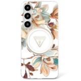 Husa pentru samsung galaxy s25 - guess iml metal glitter flowers triangle magsafe - white
