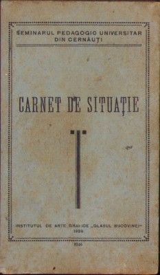 HST A389 Carnet de situație student 1926 Universitatea Cernăuți Leon Sauciuc foto