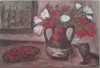 1967 Tablou vechi, E. DELIU, Flori in vas de lut/ natură statică, acrilic/carton, Realism