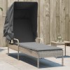 Sezlong Gradina Poliratan Gri Deschis cu Baldachin, Perna Inclusa, Reglabil, 200x62x130 cm