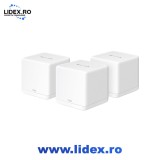 Sistem Wi-Fi Mesh MERCUSYS Halo H1500, Wi-Fi 6, Dual-Band 300 + 1201 Mbps, 3 buc, alb