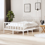 Cadru de pat dublu 4FT6, alb, 135x190 cm, lemn masiv GartenMobel Dekor, vidaXL